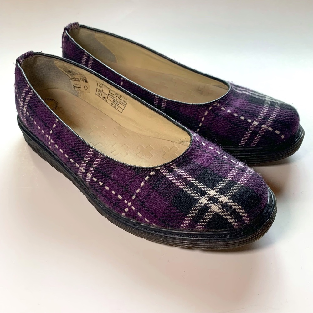 Dr. Martens Ellen Purple Plaid Flats